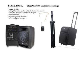 Show details for StageMan PA with Headset Mic, transport bag/trolley Picture of StageMan PA with Headset Mic, transport bag/trolley