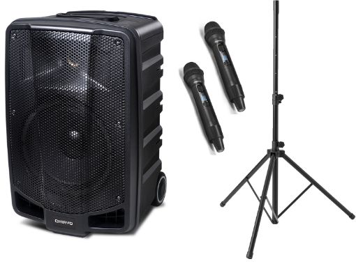 Picture of Apex Portable PA System with 2 Mics & Spkr Stand