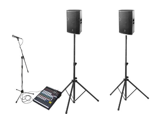 Picture of Hire Pair of Active 8" Speakers, Stands, Mic & Mixer