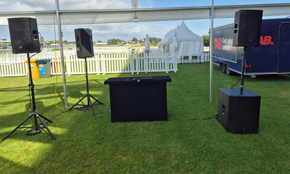 Hire the Black Carpeted DJ Table | Edwards Sound Systems
