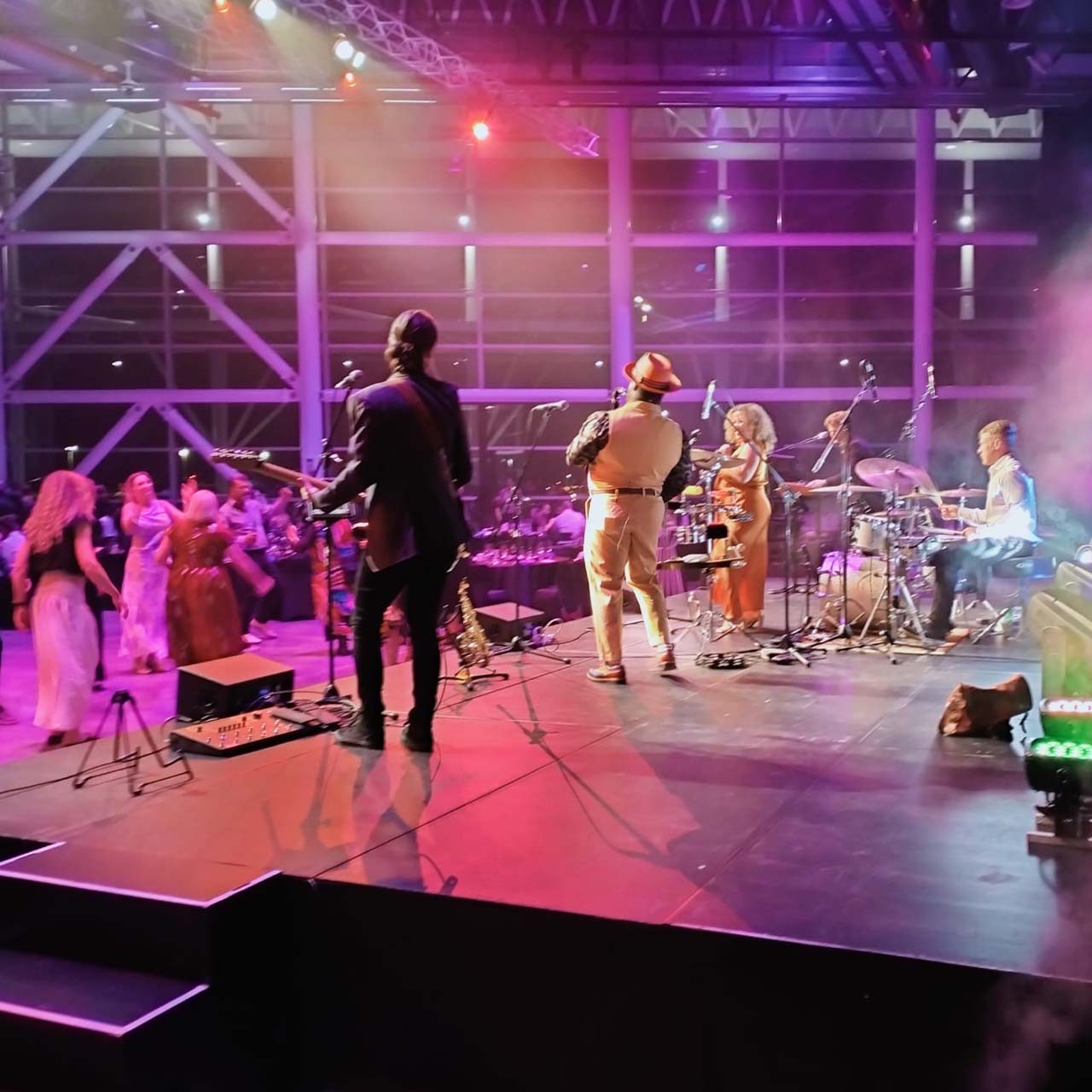 Stage lighting and moving head effects at a school ball