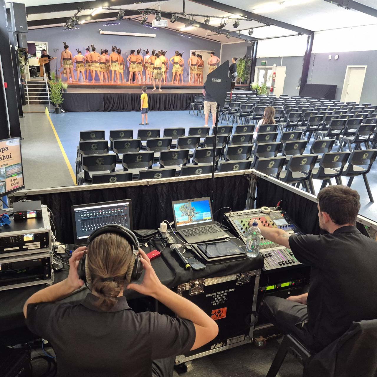 LED screen and staging setup for an Auckland school ball