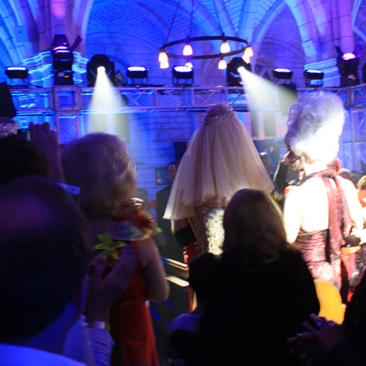 Dancefloor lighting effects at an Auckland school ball
