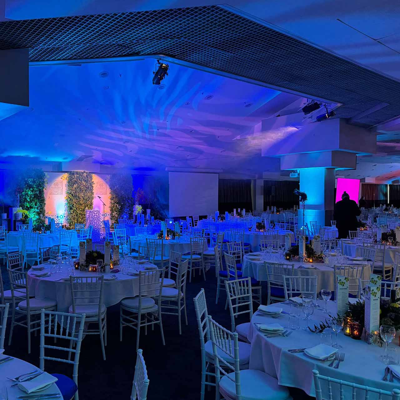 Stage lighting and moving head effects at a school ball