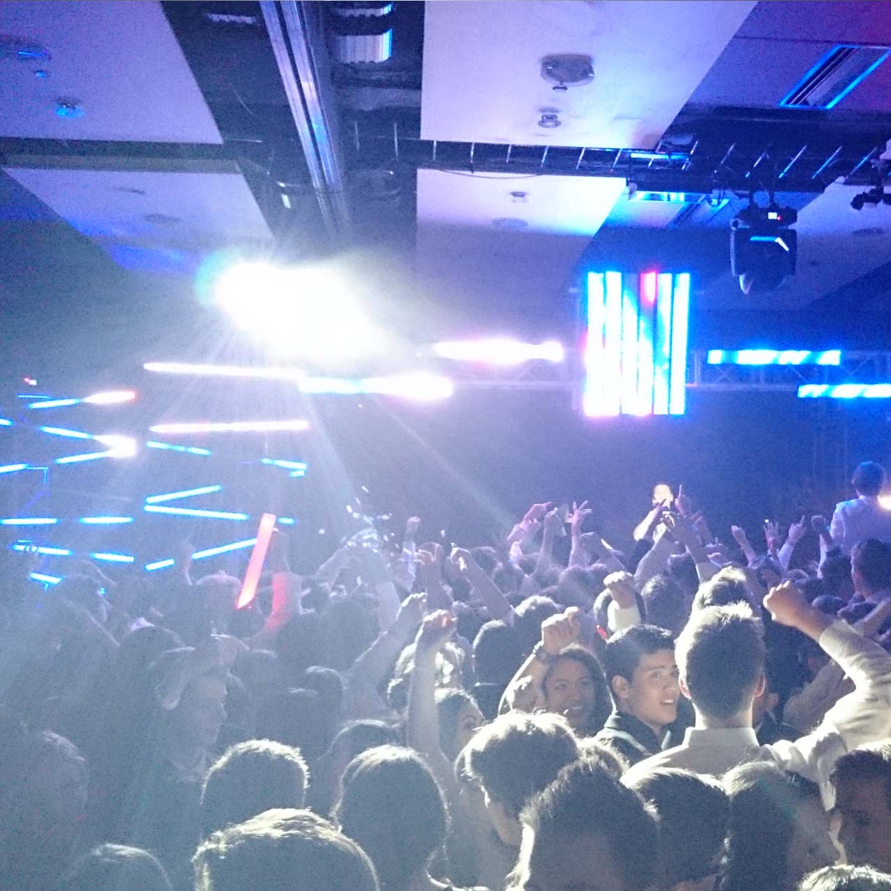 Dancefloor lighting effects at an Auckland school ball