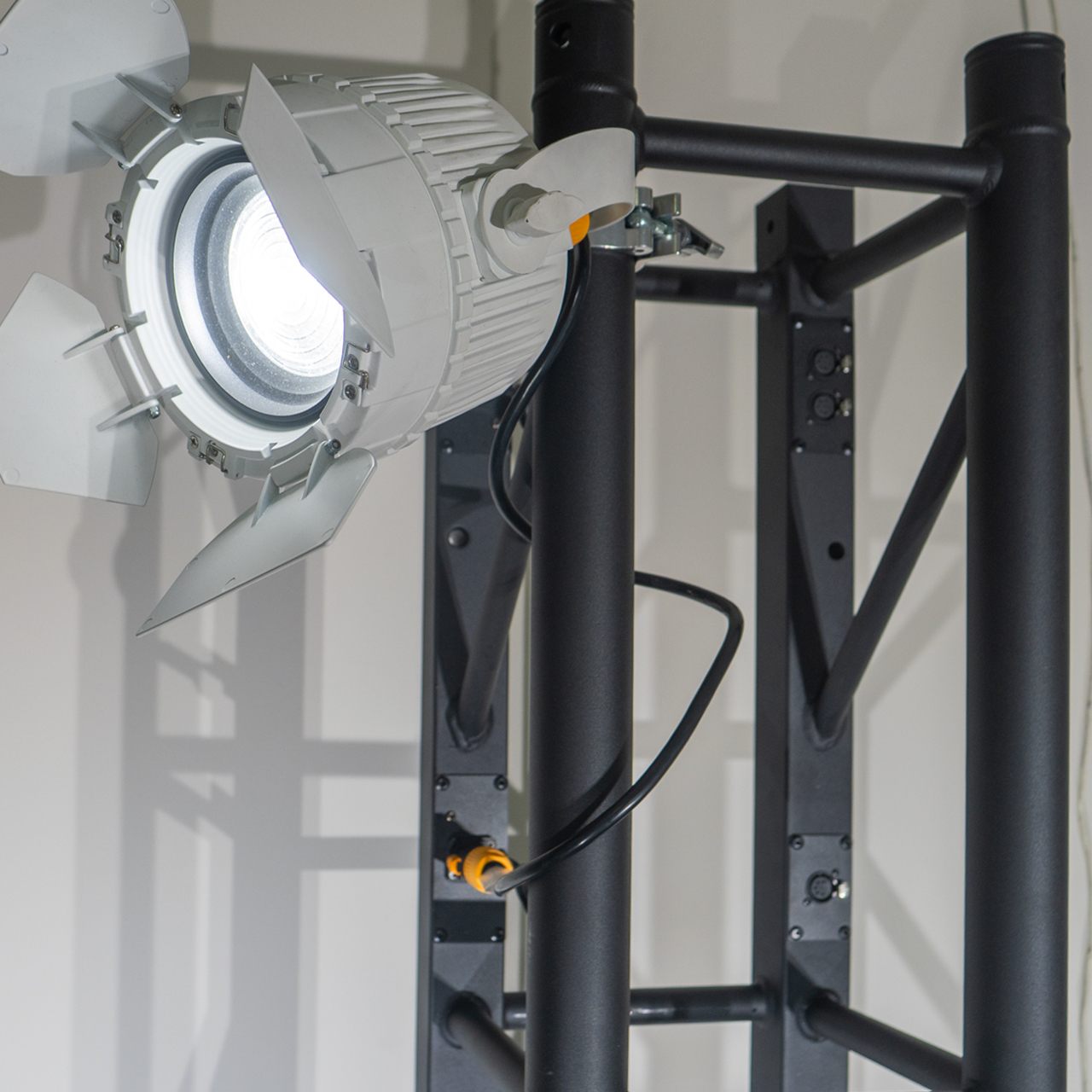 Power truss rig in a theatre stage installation
